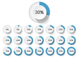 Set of circle percentage diagrams for infographics design elements