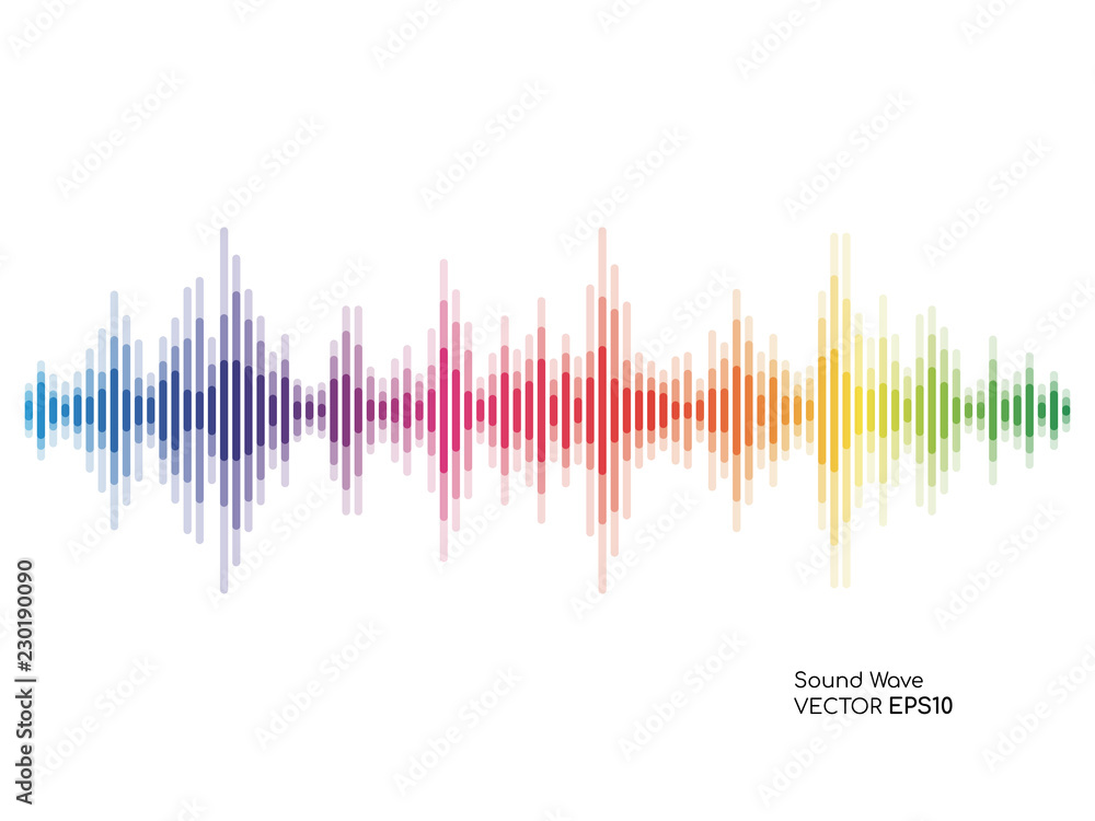 Aufkleber Vector sound waves dynamic colorful light flow on background for music concept background.