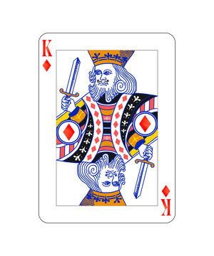 King of diamonds playing card with isolated on white