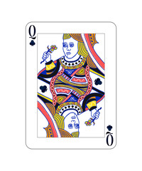 Queen of Clubs playing card with isolated on white