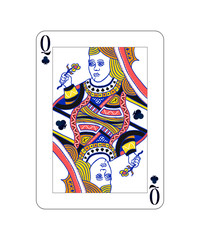 Queen of Clubs playing card with isolated on white