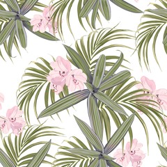 Bright green tropical pattern. Modern bright summer print design. 