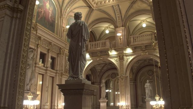 Art of architecture. The interiors of the Vienna state Opera in the neo-Renaissance style. Dolly shot .