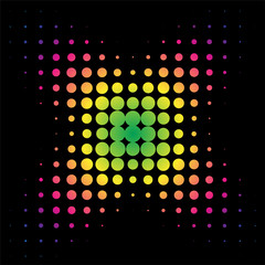 Colorful Rainbow Circle in Halftone, Halftone Dot Pattern, Vector Illustration.