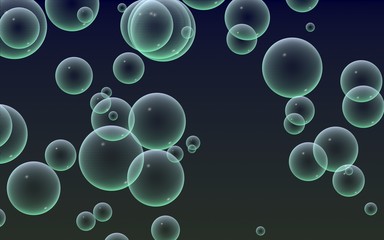 Dark background green mesh bubbles. Wallpaper, texture with bubble. 3D illustration