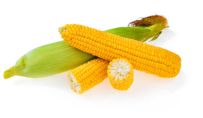 ripe corn isolated over white background