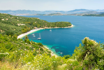 Naklejka na ściany i meble view on paradise beach on Corfu island, Greece