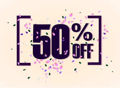 50 percent off discount promotion tag. Promo sale label. vector flares on white background. Vector illustration - Powered by Adobe