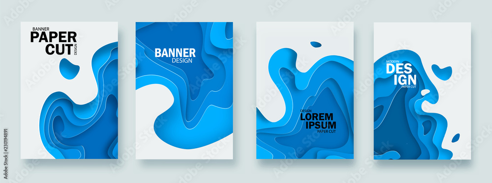 Poster 3d abstract background with paper cut shapes. .layered tunnel wave background. shadows box. vector d