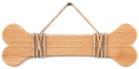 bone shaped wooden signboard. isolated on white background. 3d rendering.