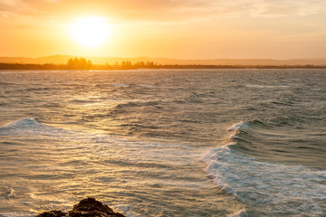 Sunset over Wategos Beach, Byron Bay, New South Wales, Australia.