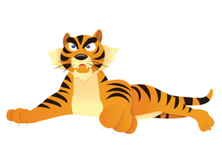 Fototapeta na wymiar Cartoon Tiger Lying Down