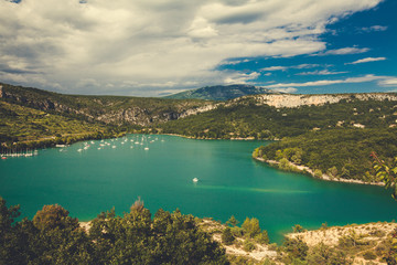 Turquoise waters of Sainte-Croix lake, France