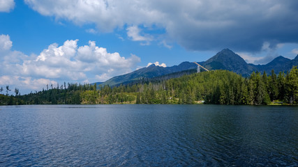 autumn nature reflection in lake of Strbske Pleso in Slovakia