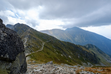mountain panorama from top of Banikov peak in Slovakian Tatra mountains
