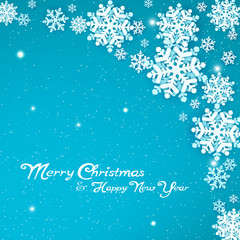 Christmas vector background with flying snowflakes.