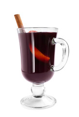 glass of mulled wine isolated on white background