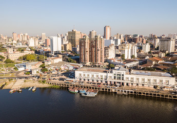 Panoramic view of skyscrapers skyline of Latin American capital of Asuncion city, Paraguay....