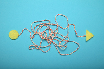Difficult business choice. Long entangled way concept.