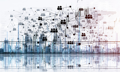 Concept of global communication and networking with world map ov