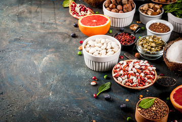 Set of organic healthy diet food, superfoods