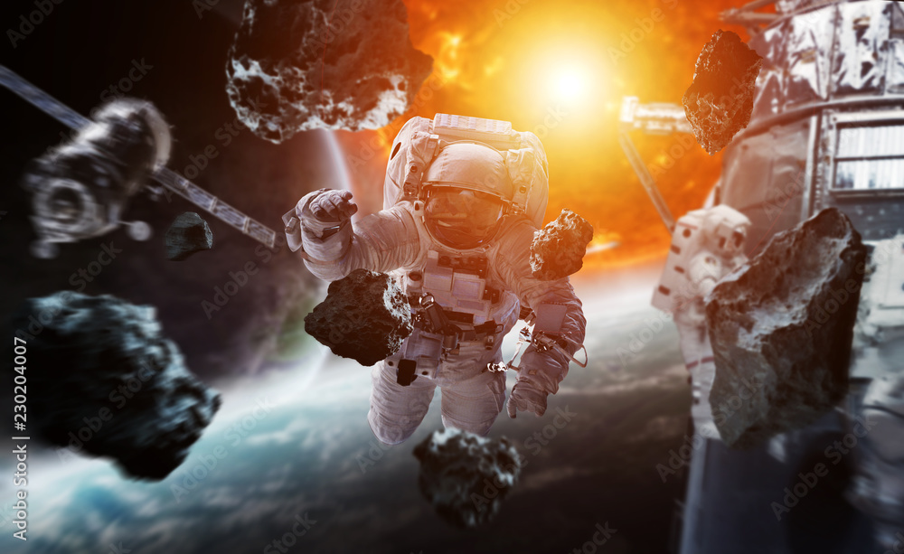 Aufkleber astronaut floating in space 3d rendering elements of this image furnished by nasa