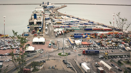 Italia, Salerno - October 22, 2018: View from above of the port