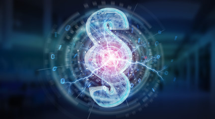 Digital paragraph law symbol background 3D rendering