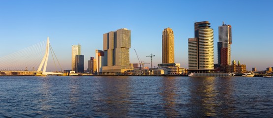 Rotterdam skyline at sunset