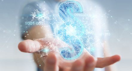 Businessman using 3D rendering digital paragraph law symbol