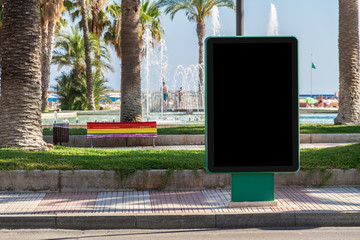 Outdoor billboard advertisement in seaside resort city mockup