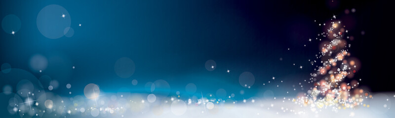 BANNI&Egrave;RE D&Eacute;COR DE NO&Euml;L BLEU AVEC SAPIN