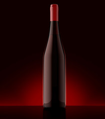 bottle of red wine on black background