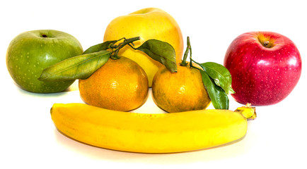 Different fruits isolated on white background. Russia