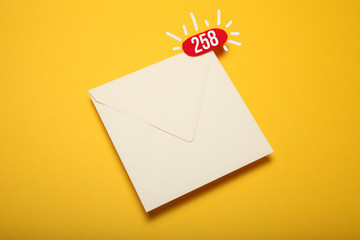 Red circle on mail letter, communication concept. Address correspondence.