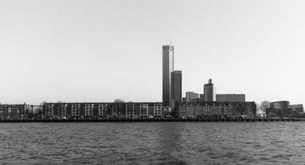 Naklejka premium Rotterdam by the river black and white