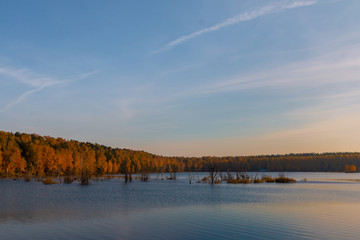 sunset over the lake