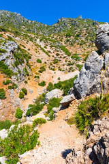 Hiking in Morocco's Rif Mountains under Chefchaouen city, Morocco in Africa