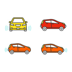 Smart cars color icons set