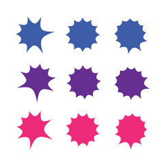 Starburst explosion comic shapes vector. Speech boom bubbles