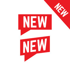 New stickers vector. Corner red banners. New label tag