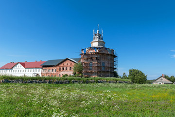 Trinity monastery on an island Anzer (Russia, Arkhangelsk region, Solovki) - obrazy, fototapety, plakaty