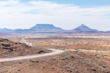 Adventurous road trip through a spectacular landscape, Damaraland, Namibia.