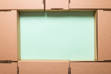 Lot of brown cardboard boxes,