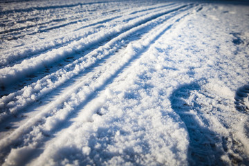 snow road with ice danger street