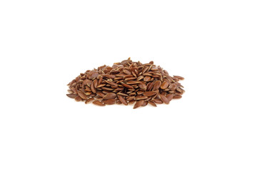 pile of flax seeds isolated on white background