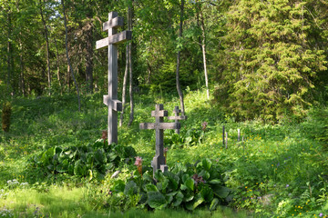 Cemetery in the Golgotha-Crucifix skete at Mount Calvary on Anzersky Island, Solovki Islands, Arkhangelsk Region, Russia © Konstantin