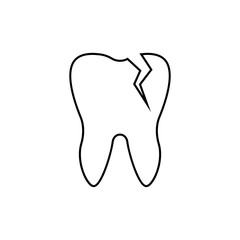 Obraz premium Sick tooth line icon, stomatology and dental, caries sign vector graphics, a linear pattern on a white background, eps 10.