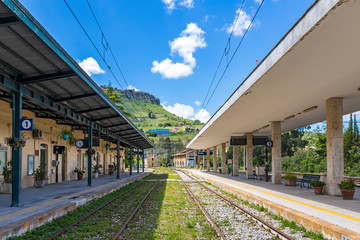 Fototapeta premium Enna railway station (Stazione di Enna), Sicily, Italy