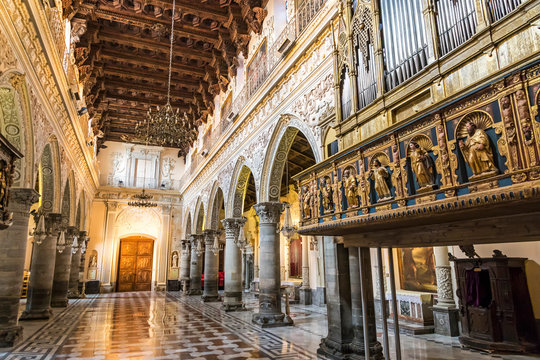 Interior of the Enna Cathedral (Duomo di Enna), Sicily, Italy